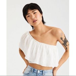 One shoulder Ruffle Crop Top